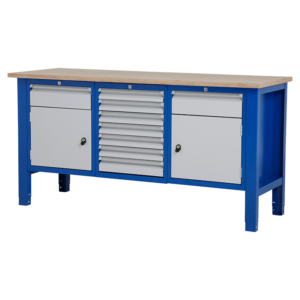 XL Werktafel - laden & deur - 176.5x62x85-90 cm