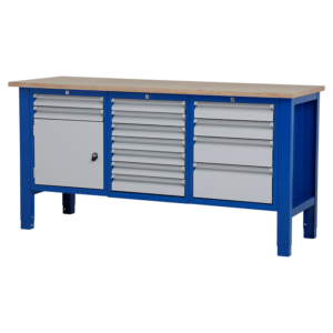 XL Werktafel - laden & deur - 176.5x62x85-90 cm