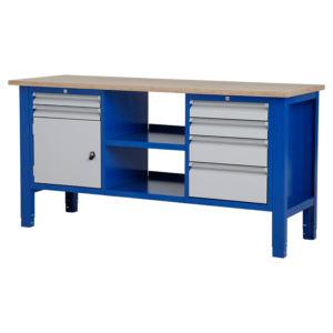 XL Werktafel - laden & legbord & deur - 176.5x62x85-90 cm